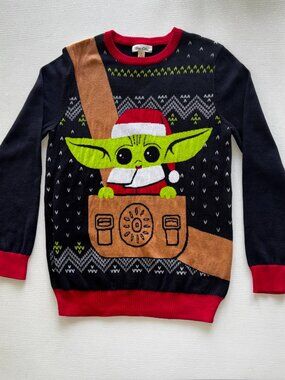 Star Wars Mandalorian Baby Yoda Ugly Christmas Ugly Sweater - Size M Juniors